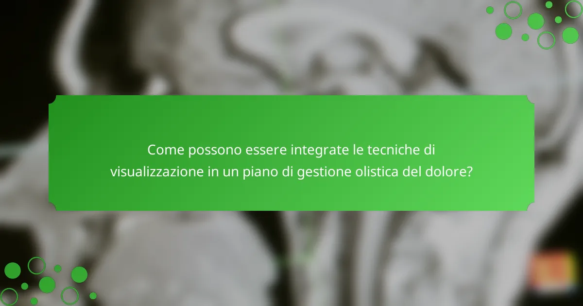 Come possono essere integrate le tecniche di visualizzazione in un piano di gestione olistica del dolore?
